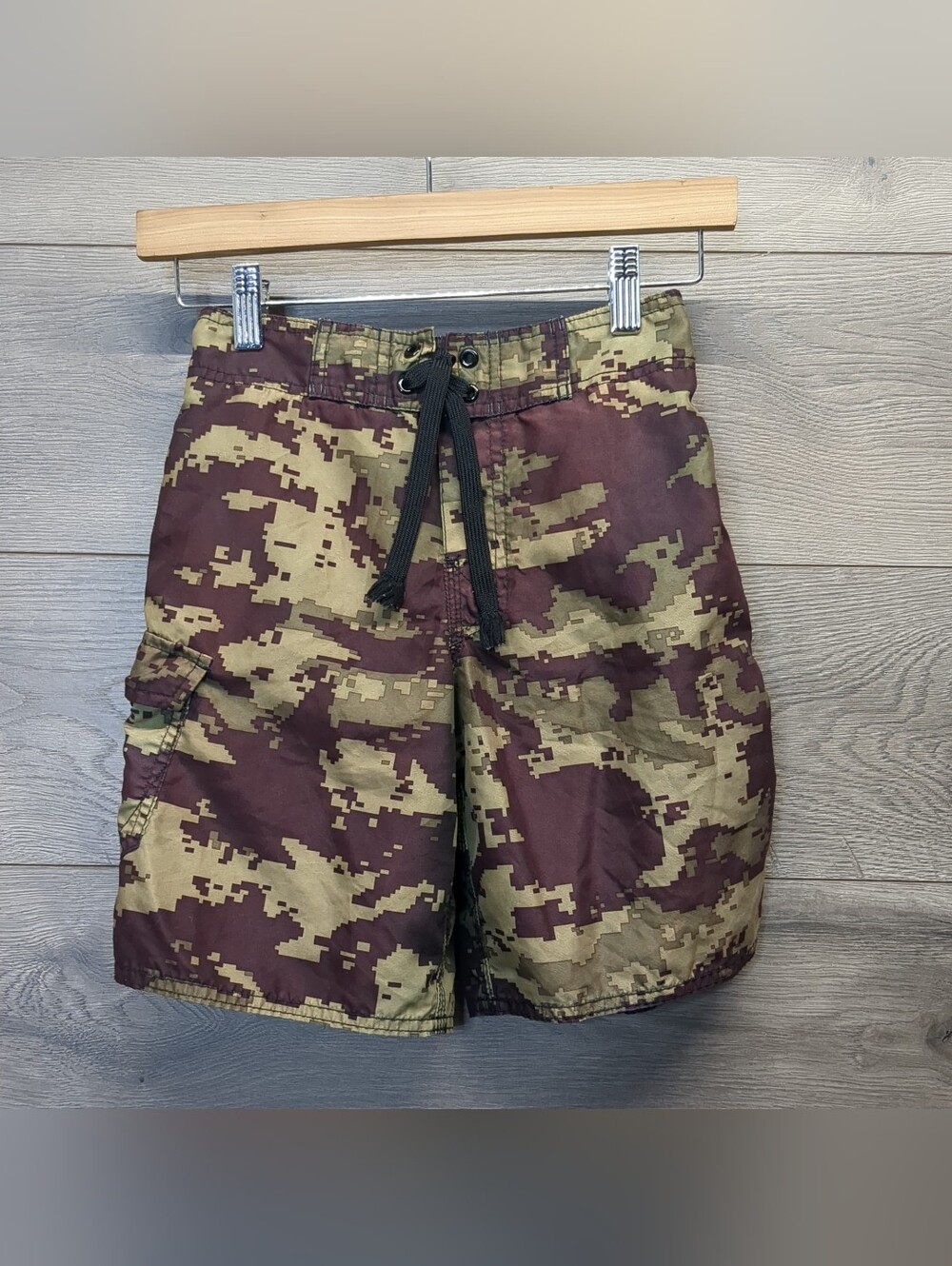 Boys Joe Boxer Army Green & Brown Swim Trunks Size 8